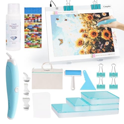 Caydo 31 PCS All Inclusive Diamond Art Accessories Kit, A3 LED Light Pad Set with Diamond Painting Sealer, Trays, Electric Pen, Roller Tool for 5D Diamond Paint - Image 1
