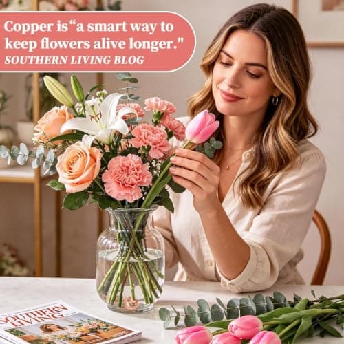 Fresh Cut Flower Food Alternative - Eco Friendly Copper Charm for Floral Arrangements, Keeps Water Clean and Clear, Reusable Vase Accessory for Fresh Cut Flower & Indoor Plant, Gift for Women (1 Pack) - Thumbnail 4