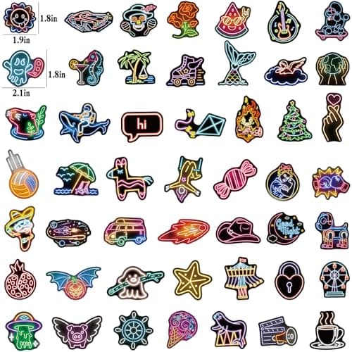 300 Pcs Cool Neon Water Bottle Sticker for Kids Teens, Waterproof Stickers for Water Bottle Laptop Skateboard, Assorted Fun Neon Sticker Pack Prizes for Kids Classroom Party Decorations - Thumbnail 3