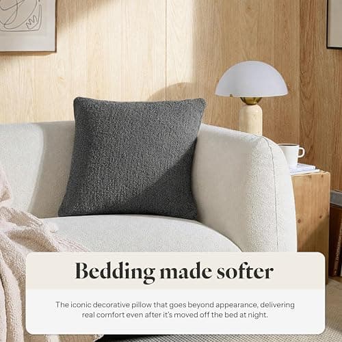 Sunday Citizen Snug Throw Pillow – Soft Memory Foam Decorative Pillow, Plush Snug Fabric Cover, Cozy Sofa & Bed Pillow, Washable Cover, Luxury Throw Pillow (Coal) - Thumbnail 4