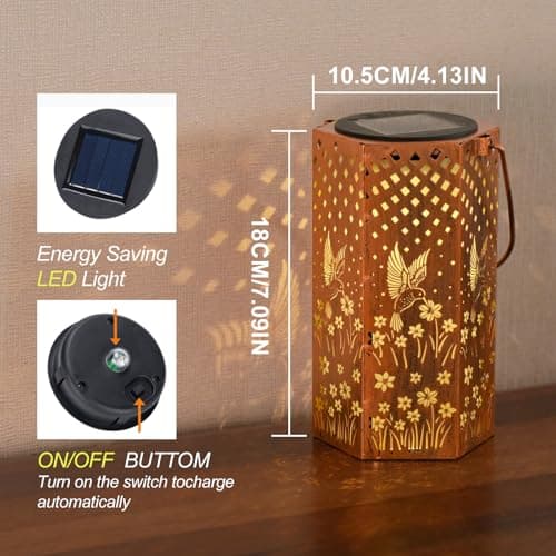 Solar Lanterns Outdoor Waterproof Garden Decor - Birthday Gifts for Women, Men, Mom, Father, Garden Gifts, Hummingbird Solar Lights Outdoor Decor for Outside, Yard, Patio, Lawn, Landscape Path Lights - Thumbnail 6