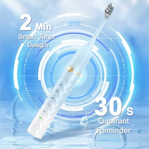 Seapeoa Electric Toothbrush Set, Equipped with 10 Brush Heads and Travel case, IPX8 Waterproof, 2-Minute Timer, 42000 high-Frequency Vibrations, 5 Modes, The First Choice for Gift Giving - Thumbnail 4
