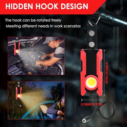 Rechargeable LED Work Light, OTYTY 40W 2000LM Magnetic Work Light Battery Powered Portable Flood Light with Gooseneck Flashlight for Car Repairing, Camping, Inspection - Thumbnail 4