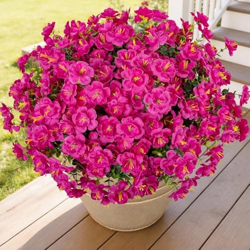 Lnoicy 16 Bundles Realistic Artificial Camellia Flowers for Outdoor, UV Resistant Faux Lifelike Fake Flowers for Home Decor, Wedding, Centerpiece（Magenta） - Image 1