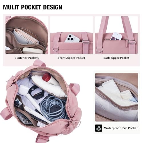 ROULENS Small Gym Bag for Women 2 Set Mini Gym Duffle Bag with Wet Compartment and Coin Wallet, Gym Tote Bag for Workout/Sport/Travel - Thumbnail 3
