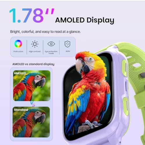 LAGENIO K9 Smart Watch for Kids with GPS Tracker, AI Voice & Video Call,1.78" AMOLED, 4G Smartwatch with SOS, Parental Controls, School Mode, IP68 Waterproof Kids Smartwatch for Teens Ages 3 and Up - Thumbnail 4
