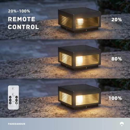 PAKEDANDUN Solar Post Lights, 9.84'' Pillar Lamp Posts IP54 Waterproof Modern Column Lamps Dusk to Dawn 3000K LED Square Lanterns for Patio Porch Fence Garden Driveway Decoration - Thumbnail 6