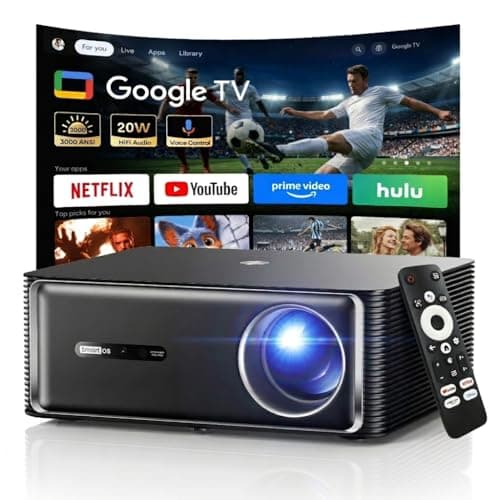 Boldever 1500 ANSI Google TV Smart Projector - 4K Projector with WiFi and Bluetooth, 20W HiFi Speakers Outdoor Movie Proyector, Auto Focus & Keystone Projector for Home Theater Indoor - Image 1