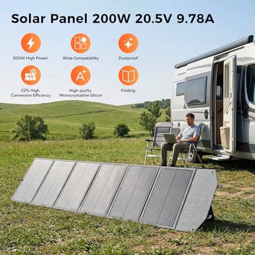 CTOLITY 200W Portable Solar Panel, High Efficiency 23%, Foldable Solar Panel Charger with Adjustable Kickstand, IP65 Waterproof USB-A/Type-C/XT60/MC4 Outputs for Solar Generators Camping RV Marine - Thumbnail 6