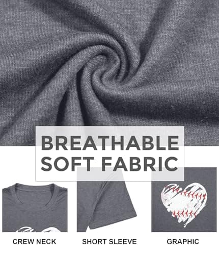 BLANCHES Plus Size Baseball Shirts Women Baseball Mom Tshirts Heart Graphic Softball Tee Game Day Short Sleeve Tops - Thumbnail 6