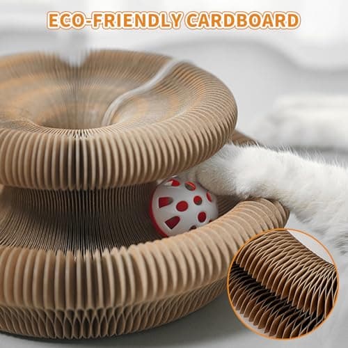 COSOWO Magic Twist Cat Toy, Collapsible & Double-Sided Infinity Design Kitten Scratching Pad, Eco-Friendly Cardboard, Long-Lasting Interactive Play Toy for Indoor Kittens, 2 Pack - Thumbnail 6
