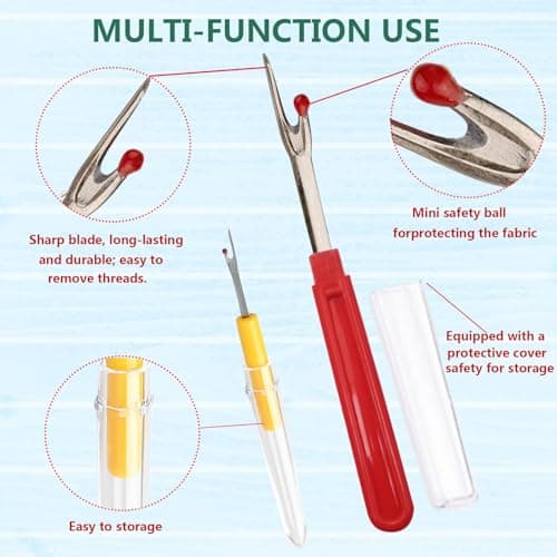 84PCS Sewing Kit 5 Size Big Eye Stainless Steel Needles for Hand Sewing Needle and Thread Kit with Threaders, Bobbins,Thimbles,Seam Rippers Accessories and Supplies Tools for Adults Beginners - Thumbnail 5