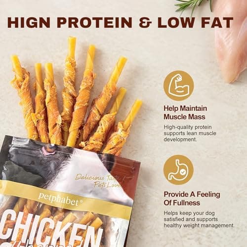 PETPHABET Chicken Wrapped Cod Sticks Dog Treats - 5 Inch Healthy Jerky Rawhide Free Dog Chews, Soft Puppy Training Snacks for Small, Medium, Large Dogs, Rich in Omega-3, High Protein & Low Fat, 14oz - Thumbnail 5