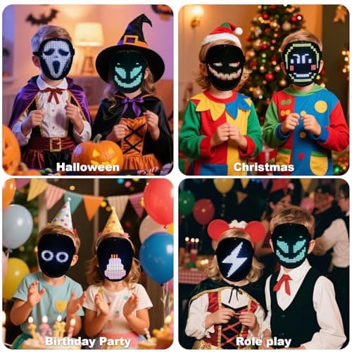 JDBMAOYE Led Mask For Kids,Lighted Up Mask - Led Masks With Gesture Sensing For Halloween Costume Christmas Cosplay Party Cool Gifts - Thumbnail 5