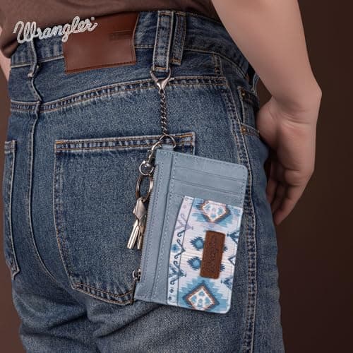 Montana West X Wrangler Aztec Wallet Card Holder Small Wallets Woman Slim Wristlet Keychain Wallet, Card Cases & Money Organizers Ladies Female with Coin Purse - Thumbnail 6