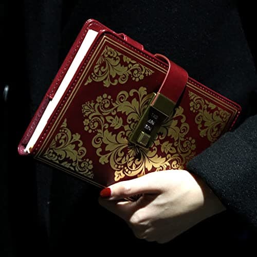CAGIE Lock Journal for Women Vintage Refillable Diary with Lock 224 Pages Leather Locked Journal for Personal Secrets Writing with Gift Box(Red) - Thumbnail 6