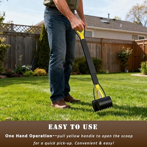 Glowspire 32 inch Long Handle Pooper Scooper for Dogs, Heavy Duty Foldable Dog Poop Picker Upper, One-Handed Operation, No Bending Cleanup Tool for Yard & Lawn, Avoids Touching Dog Poop - Thumbnail 4