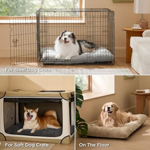 Bedsure Washable XXL Dog Bed for Crate, Giant Comfort Fluffy Plush Pet Pillow Bed Kennel Pad with Non-Slip Bottom, Machine Washable Pet Sleeping Mat for Jumbo, 47"x29", Brown - Thumbnail 5