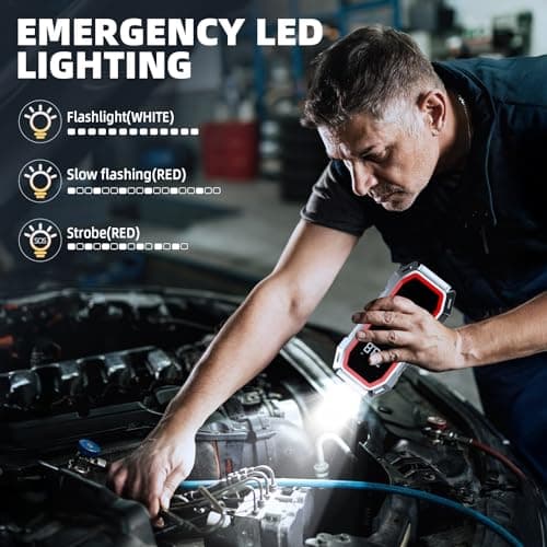 Jump Starter with Air Compressor, 5000A Peak Car Battery Jump Starter(9.0 Gas/8.0L Diesel), 160PSI 12V Jump Box Car Battery Jumper Starter Portable with Smart Jumper Cables, LED Lights, LCD Display - Thumbnail 5