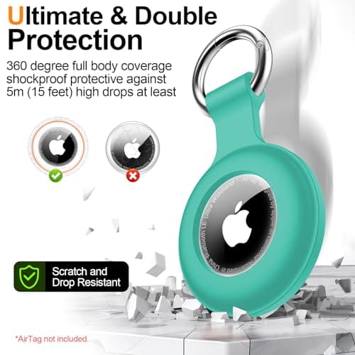4Pack,Compatible with Airtag Holder Case with Keychain IPX8 Waterproof,Shockproof GPS Tag Tracker Cover [Anti-Scratch] [PC+Silicone] for Item Finders Case for Pets,Kids,Luggages-Black/Blue/Green/Red - Thumbnail 4