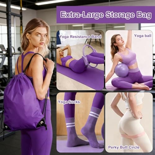Pilates Kit for Home Workouts Set for Women, Pilates Ring Equipment and Ball Set Home Pilates Workout Kit with 15" Magic Circle Ring and Resistance Bands, A Must-Have for Beginners and Seasoned Yogis - Thumbnail 6