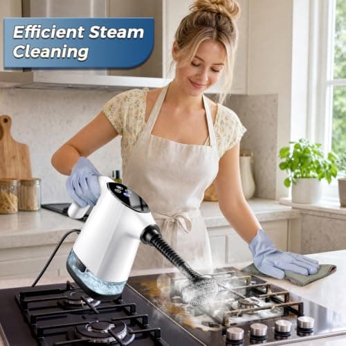 Handheld Steam Cleaner, Portable Steamer for Cleaning with 18PCS Accessories, 12s Fast Heating, Pressurized Steam Cleaner for Home, Kitchen, Bathroom, Car Detailing, Window, and Clothes, White - Thumbnail 2