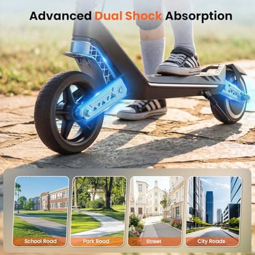 Electric Scooter for Kids, Shock Absorption, 150W Motor, 3 Speeds (3/6/10 MPH), 3 Adjustable Heights, Kids Electric Scooter with Wide LED Display, Foldable & Lightweight, Bluetooth & RGB Lights - Thumbnail 2