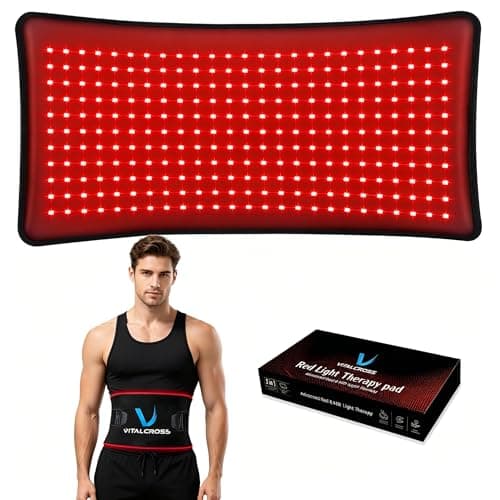 VITALCROSS Red Light Therapy Pad for Body, 24"x12" 660nm & 850nm Near-Infrared Device for Home Use with Timer, 3 Modes & 5 Brightness Levels for Back, Waist, Shoulder & Joints Alleviate Discomfort 35W - Image 1
