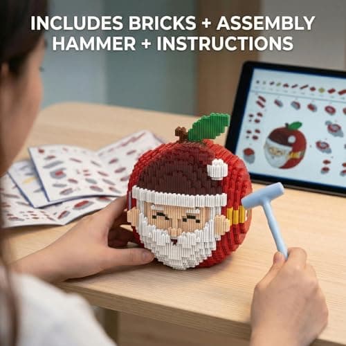 SehrKlug 7.1" Christmas Apple Micro Building Blocks Set, Challenging DIY Model Kit for Adults, Ages 14+ - Collectible Home Decor - Relaxing Activity, Keep Busy, Gift Idea for Birthdays, Christmas - Thumbnail 4