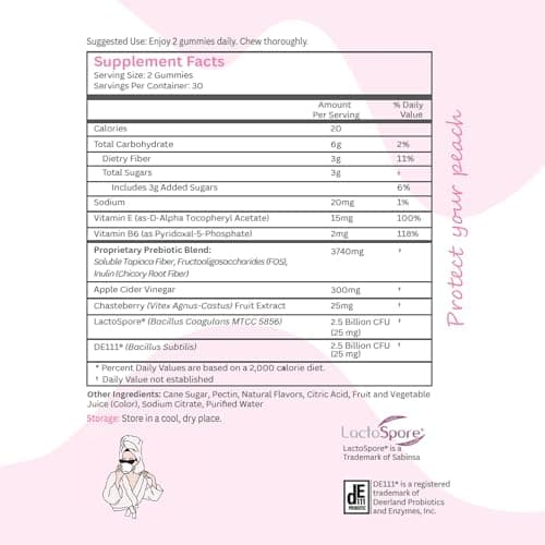 Balancing Act - Balanced Babe Women’s Probiotic Gummies with Prebiotic, Apple Cider Vinegar, LactoSpore®, DE111®, Vitamin B6 and Vitamin E – 60 Count (30 Day Supply) - Thumbnail 2