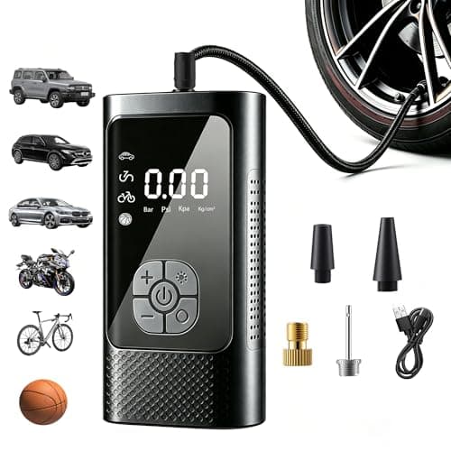 DURASHUN Cordless Tire Inflator Portable Air Pump - Car & Motorcycle Accessories, Dual-Pump, 1s Fast Inflation, 150PSI, Auto-Stop, Pressure Monitor, 5 Modes, LED Light (Black) - Image 1