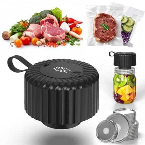 Mason Jar Vacuum Sealer, Food Saver Vacuum Sealer Machine(Lids Included) for Wide, Regular Mouth Mason Jars, Portable Automatic Canning Machine For Kitchen Food Storage(Black)