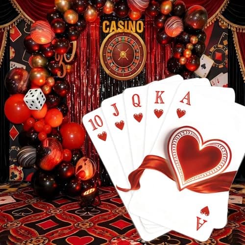 4ft Casino Themed Party Decorations - Giant Royal Flush Poker Cardboard Cutout Backdrops for Casino Poker Night Decorations, Las Vegas Themed Birthday Party Photo Booth Backdrop - Thumbnail 2