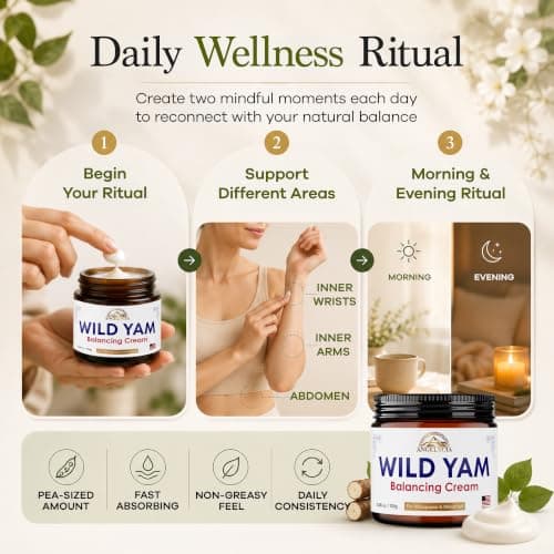 ANGELYCIA Organic Wild Yam Cream for Hormone Balance - Natural Support for Menopause, Perimenopause & PMS Relief - Pure Wild Yam Root Extract Estrogen-Free Balancing Cream for Women - 3.38 oz - Thumbnail 5
