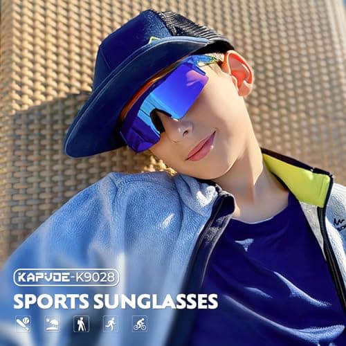 KAPVOE Youth Polarized Sports Sunglasses Kids Baseball Softball Cycling Glasses UV400 Protection for Boys Girls Age 6-12 - Thumbnail 2