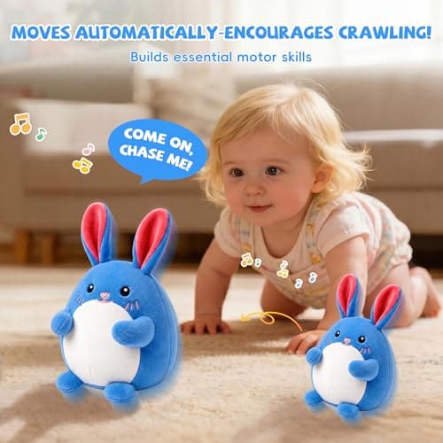 SAIMAND Baby Toys 6-12 Months, Crawling Bunny Baby Toy with 48 Songs & Record Repeat, Interactive Musical Plush Toy for Babies, Rechargeable Dancing Stuffed Animal, Sensory Toy for Toddlers 1-3 - Thumbnail 3