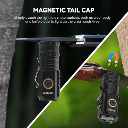 UNROEVS Mini Flashlight 2550 Lumens Rechargeable USB C Charging, Small EDC Flashlight 5 Modes, Pocket Light with Clip, Magnetic Flashlight for Outdoor,Gifts for Home,Camping, Hiking,Emergency - Thumbnail 4