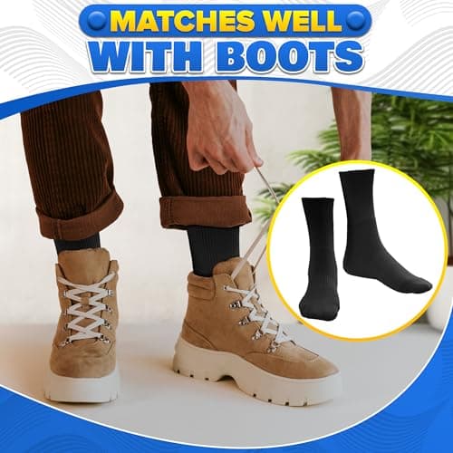10 Pairs Black Crew Socks for Men (Size 6-11) – Breathable Black Crew Socks for Women (Size 6-11) with Extra Heel Padding, 5.9” Height – Cotton Blend with Polyester & Spandex for Comfort & Elasticity - Thumbnail 6