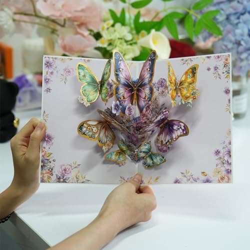 mountova Butterflies Pop Up Card, Butterfly Flower Card Greeting Card Get Well Cards Thinking of You Card Gift for Birthday, anniversary, Valentines Day, Mother's Day - Thumbnail 4