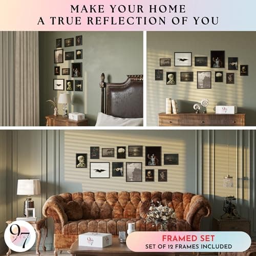 97 Decor Dark Academia Decor For Bedroom - Gothic Home Decor Aesthetic, Moody Dark Academia Wall Art, Vintage Halloween Posters For Room Aesthetic, Spooky Gothic Pictures Goth Decorations (UNFRAMED) - Thumbnail 4