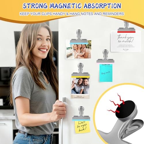 HOUSE AGAIN 8 Pack Chip Clips Bag Clips, Magnetic Bag Clip Covered with Silicone, Chip and Bag Clips for Food Storage Heavy Duty, Stainless Steel Food Clip for Snack, Kitchen, Refrigerator,Office - Thumbnail 4