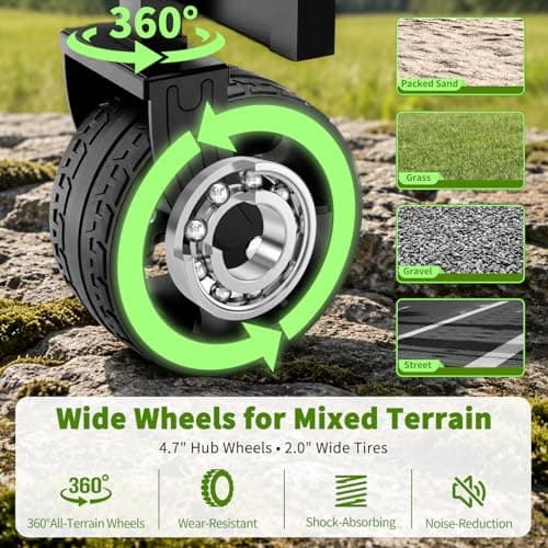 InBrave Extra Long Collapsible Wagon Cart, 480LBS Heavy Duty Utility Wagons with All-Terrain Wheels, Foldable Grocery Carts for Gardening, Shopping, Beach, Camping, Black - Thumbnail 5