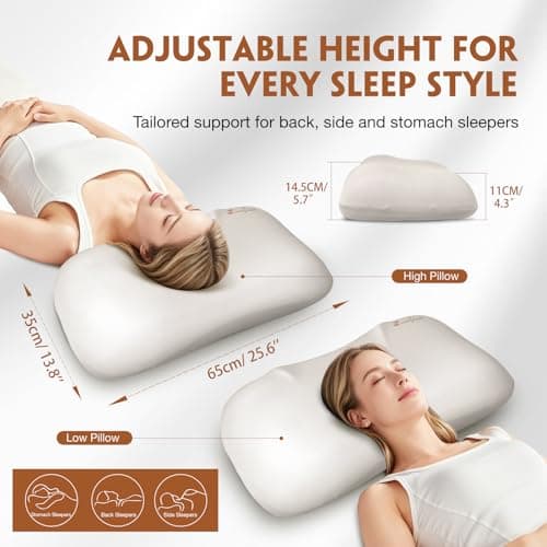 zomeyome Slow Rebound Memory Foam Pillow, Zero Pressure Neck Support Pillow for Side Back Stomach Sleepers, Breathable Comfort Bed Pillow for Pain Relief Sleeping - Thumbnail 2