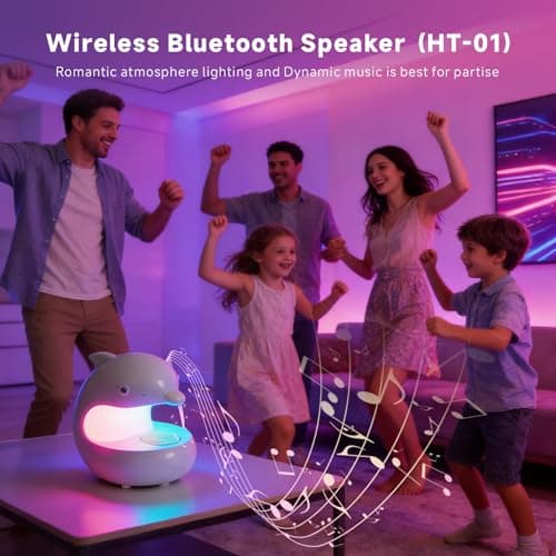 UMLAEN Smart LED Night Light with Bluetooth Speaker, Rechargeable Table Lamp with 15W Wireless Charging | 4 Lighting Modes | Timing | Dimmable Atmosphere Lamp for Bedroom, Home Decor, Party, Office - Thumbnail 3