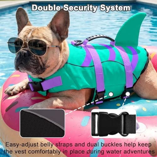 Fragralley Shark Dog Life Jacket, Easy to Put on Dog Life Vest for Swimming and Boating, Vibrant & Adjustable Dog Life Preservers for Small Medium Large Dogs, Suit to Swim, Fish, Beach, Surfing - Thumbnail 2