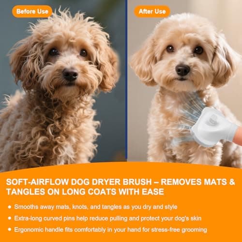 3-in-1 Pet Hair Dryer & Slicker Brush for Dogs & Cats – Portable, Professional, Adjustable Temp, Overheat Protection Dog Hair Dryer (pink) - Thumbnail 4