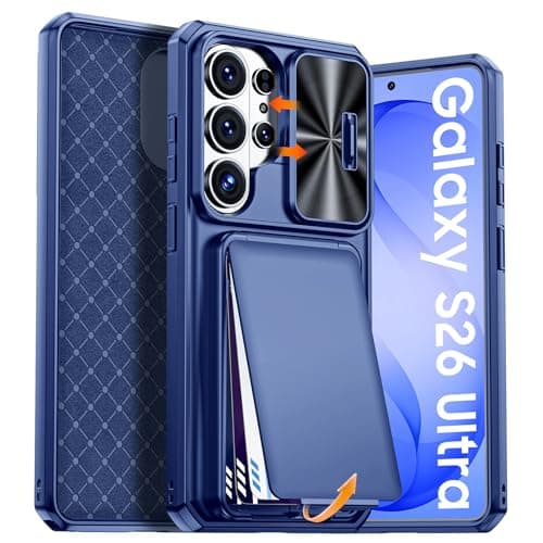 BSNRM for Samsung Galaxy S26 Ultra Case Wallet with RFID Blocking, Card Holder, Slide Camera Lens Cover, Silicone Edge Raised, Rugged Heavy Duty Phone Cover Case for S26 Ultra, 2026, Sapphire Blue - Image 1