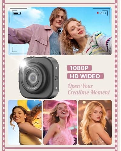 W & O Mini Keychain Digital Camera,1080p Mini Camera Charms with 32GB Card,Small Cameras for Photography with Long Battery Life,Pocket-Size Keychain Camera with Chain for Vlog, Party,Travel (Black) - Thumbnail 6