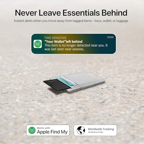 Slim Wallet Tracker Card 2 Pack, [Apple MFi Certified], Wireless Charging Bluetooth Finder, Credit Card Size Locator, IP67 Waterproof, Works with Apple Find My for Wallet, Keys, Bags, iOS Only - Thumbnail 4