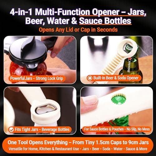 2026 New 4-in-1 Jar Opener for Seniors with Weak Hands, Manual Can Opener & Adjustable Lid Opener for Arthritis, Heavy Duty Bottle Opener, Cute Bear Design(1Purple) - Thumbnail 6